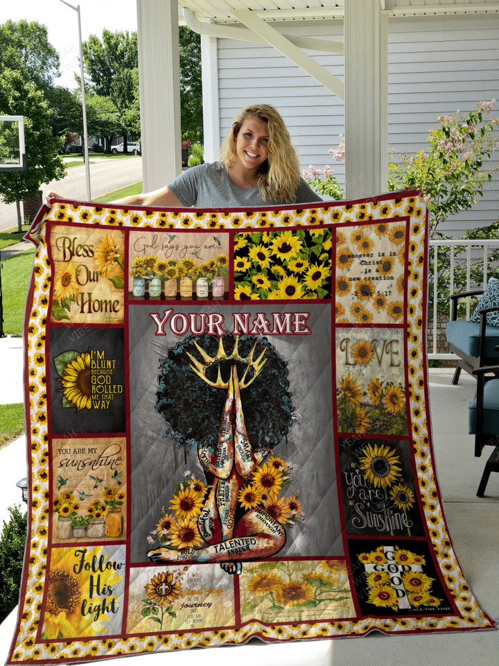Sunflower Personalize Custom Name Quilt