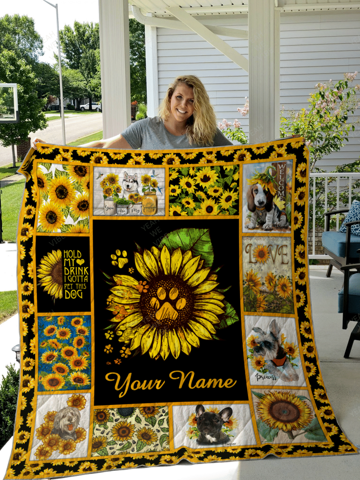 Love Dog Personalize Custom Name Quilt