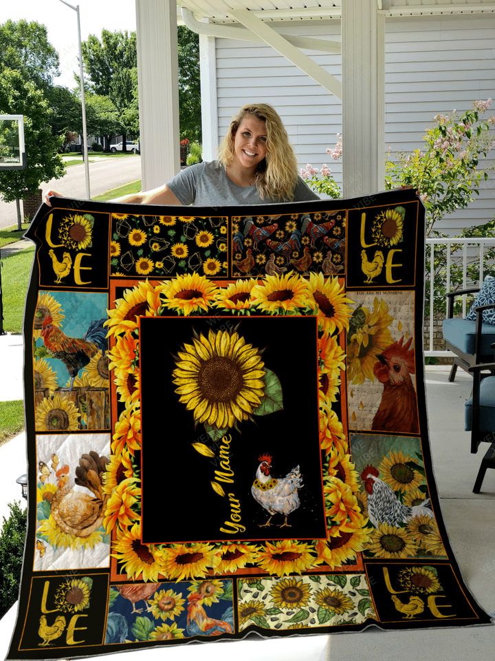 Love Chicken Farmer Personalize Custom Name Quilt