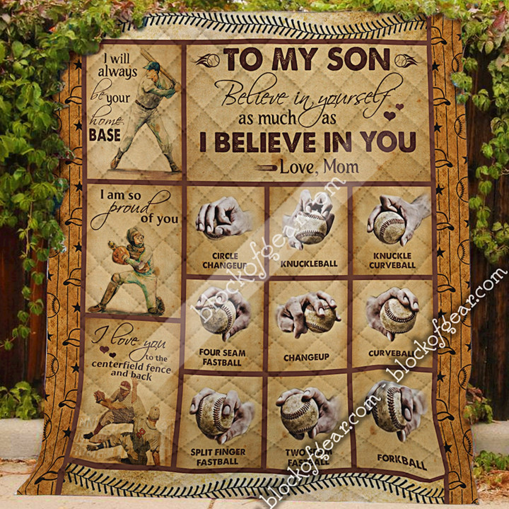To My Son, Love Mom, Baseball Quilt 