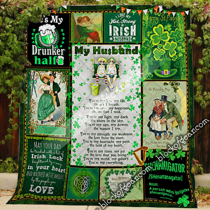 To My Husband, Happy St Patrick'S Day Quilt 