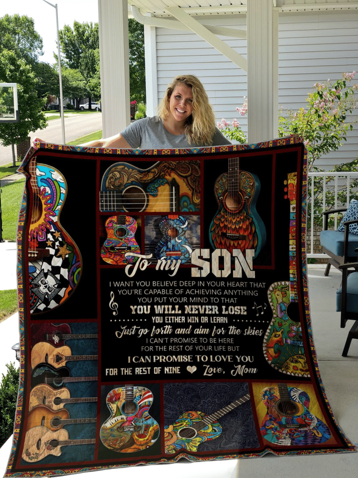 To My Son Who Love Play Guitar Quilt