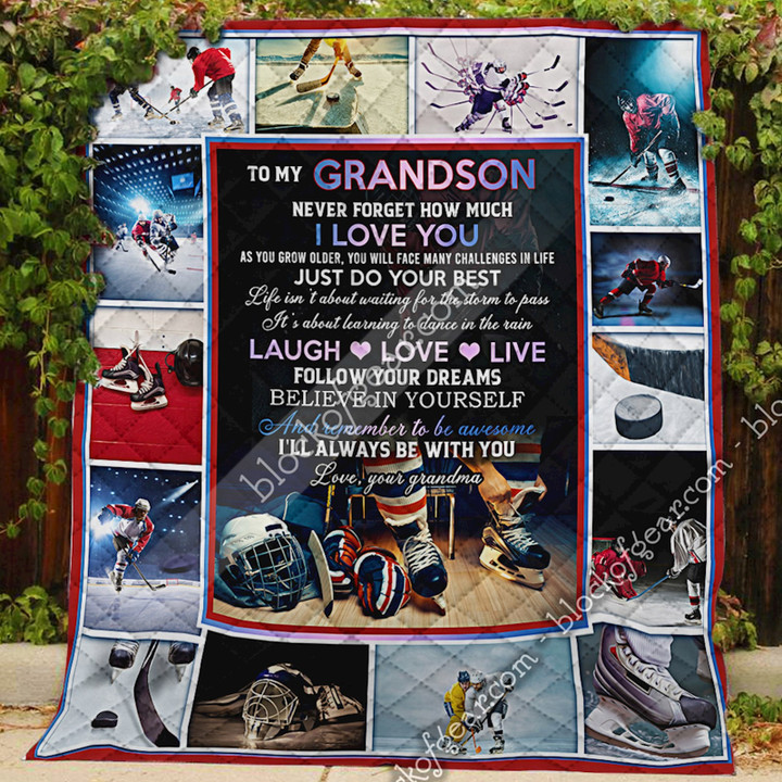 To My Grandson, Follow Your Dreams, Ice Hockey Quilt Np369 