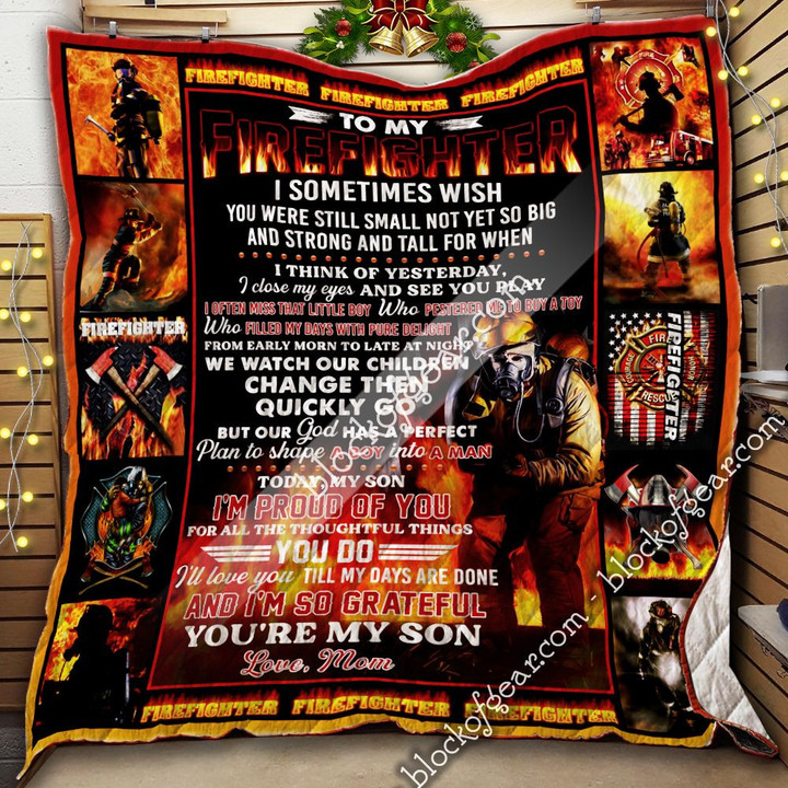 I Am So Grateful You Are My Son, Firefighter Quilt