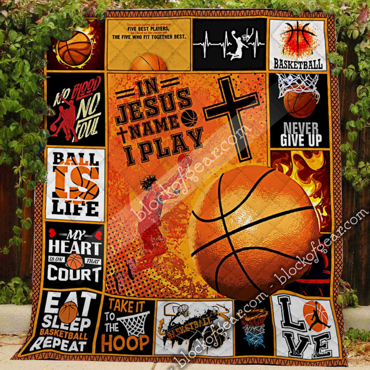 In Jesus Name I Play Basketball Quilt Shb57
