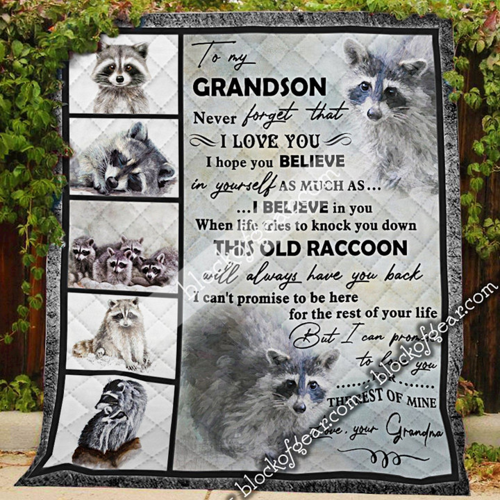 To My Grandson, Raccoon Quilt Slb38