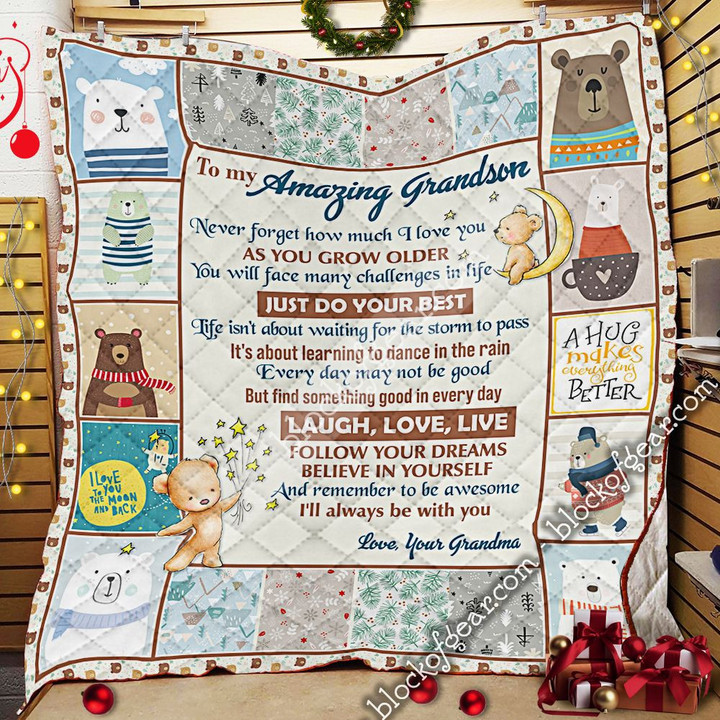 To My Amazing Grandson, Little Bear Quilt Nh217