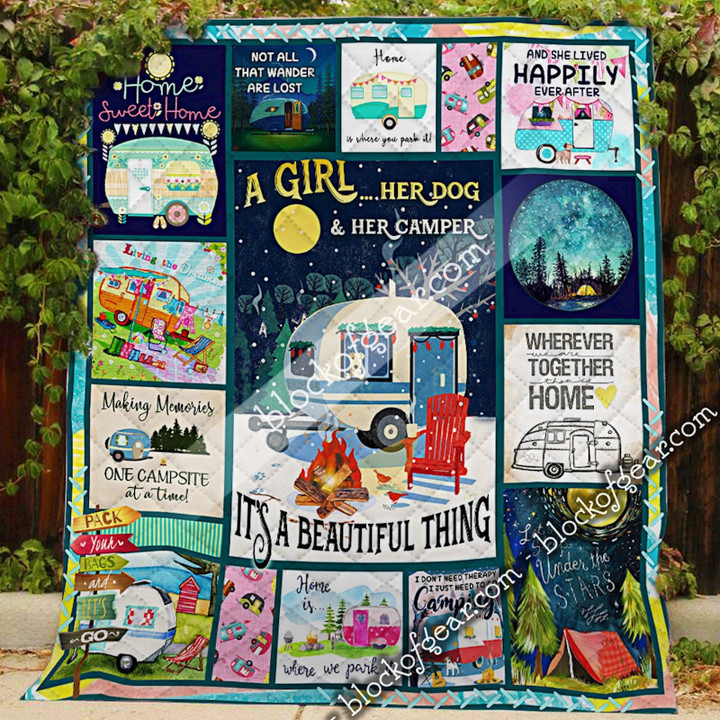 A Girl & Her Dog & Camping Quilt