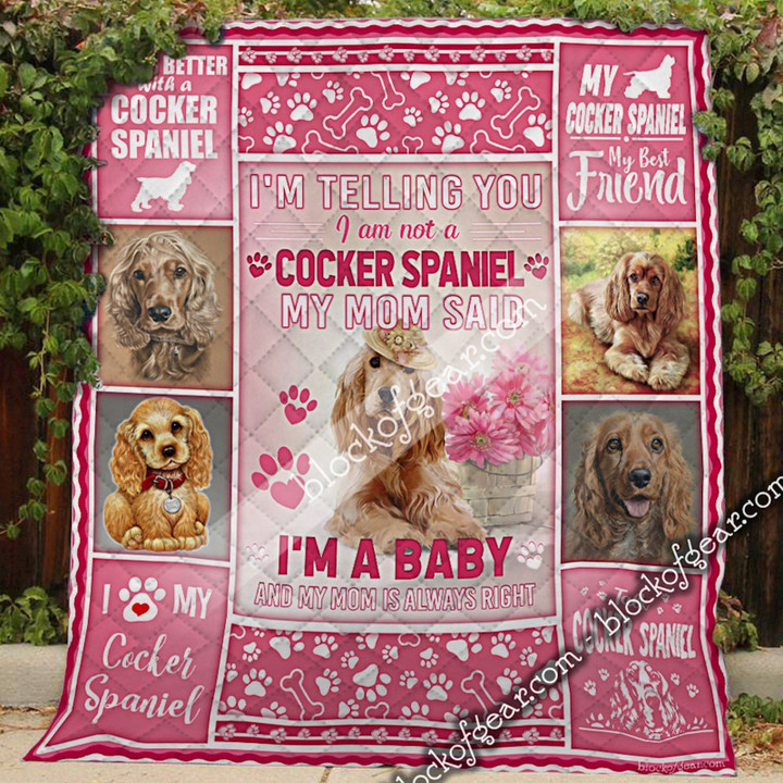 Love My Cocker Spaniel Dog Quilt Ttb01