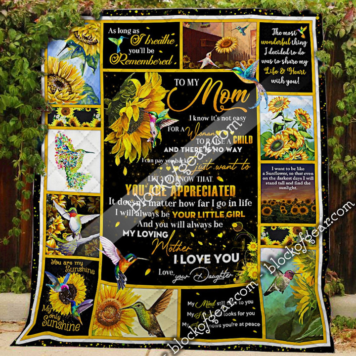 To My Mom, Hummingbird And Sunflower Quilt