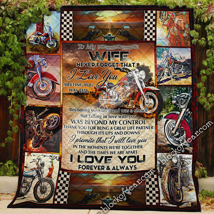My Wife, Love You Forever & Always Biker Quilt