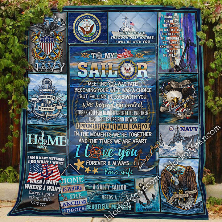 To My Sailor, I Love You With All My Heart Us Navy Quilt