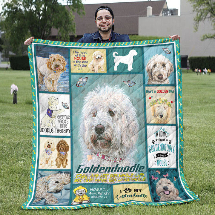 Goldendoodle Blanket - Happy Lovely Puppies Quilt Blanket - Dog Gift For Baby Girl