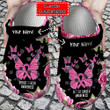 Personalized Breast Cancer Awareness Crocs - Butterfly Breast Cancer Awareness