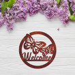 Butterfly Welcome Cut Metal Sign Home And Living Decor Wall Art Valentine Gift