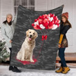 Heart Balloon Fly Labrador Dog Lovers Gift Fleece Blanket - Quilt Blanket