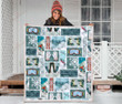 Skiing Clipart Cute Quilt Blanket