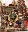 Dachshund Quilt Fleece Blanket - Quilt Blanket, Christmas Gift, Birthday Gift, New Year Gift, Anniversary Gift