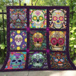Skull Flower Colorful Quilt Blanket