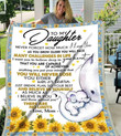 Elephant Sunflower To My Daughter Never Forget How Much I Love You There Are No Limits Love Mom Fleece Blanket - Quilt Blanket