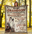 To My Grandson The Storm Wolf Fleece Blanket