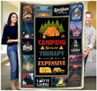 Camping Because Therapy Is Expensive Fleece Blanket - Quilt Blanket