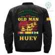 NEVER UNDERESTIMATE AN OLD MAN WHO FLEW IN A HUEY - OVER PRINT JACKET