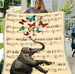 Gift For Elephant Lover, Elephant & Butterfly Music Fleece Blanket