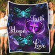 Faith Hope Love Butterfly Fleece Blanket - Quilt Blanket