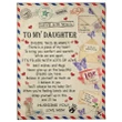 To My Daughter Love Air Mail Fleece Blanket Family Gift Home Decor Bedding Couch Sofa Soft And Comfy Cozy