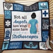 Nurse Not All Angels Have Wings Some Have Stethoscopes Quilt Blanket Great Customized Blanket Gifts For Birthday Christmas Thanksgiving