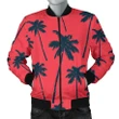 Black Red Palm Tree Pattern Print Men's Bomber Jacket