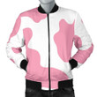 Pastel Pink And White Cow Print Men's Bomber Jacket