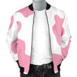 Pastel Pink And White Cow Print Men's Bomber Jacket
