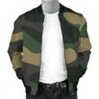 Black And Green Camouflage Print Men's Bomber Jacket