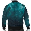 Dark Teal Galaxy Space Print Men's Bomber Jacket