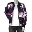 Night Girly Unicorn Pattern Print Women's Bomber Jacket