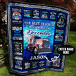 Personalized December Trucker Dad The Best Trucker Was Born In December The Best Buckin Dad Ever Always And Forever Love You Quilt Blanket Great Customized Blanket Gifts For Birthday Christmas Thanksgiving, Father'S Day