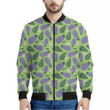 Eggplant With Leaves And Flowers Print Men's Bomber Jacket