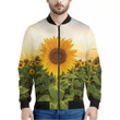 Sunflower Landscape Print Men's Bomber Jacket