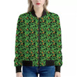 Bird Of Paradise And Palm Leaves Print Women's Bomber Jacket