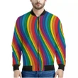 Curved Rainbow Pattern Print Men's Bomber Jacket