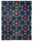 Red And Navy Blue Flower Snowflakes Fleece Blanket
