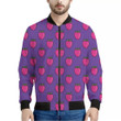 Purple Strawberry Pattern Print Men's Bomber Jacket