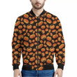 Orange Halloween Pumpkin Pattern Print Men's Bomber Jacket