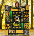 Just A Girl Who Loves Horses Hippie Sunflower Farmer Premium Quilt Blanket Size Throw, Twin, Queen, King, Super King