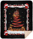 Firefighter Christmas Tree Sherpa Fleece Blanket Yk