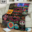 Hippie Hope Peace Fleece Blanket