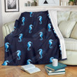 Navy Seahorse Pattern Kc0409386Cl Fleece Blanket