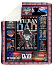 I'M A Veteran Dad Much Cooler American Flag Fleece Blanket Sherpa Blanket